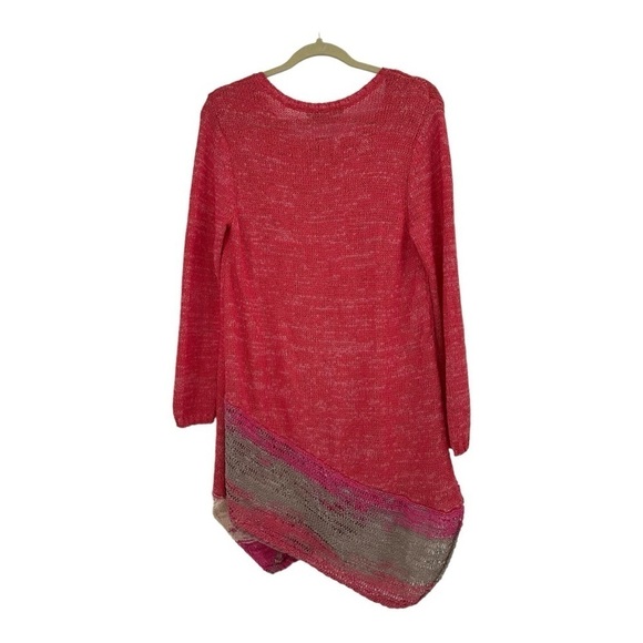 Soft Surroundings Cotton Blend Open Knit Coastal Boho Sweater Size Medium Pink - Picture 2 of 4